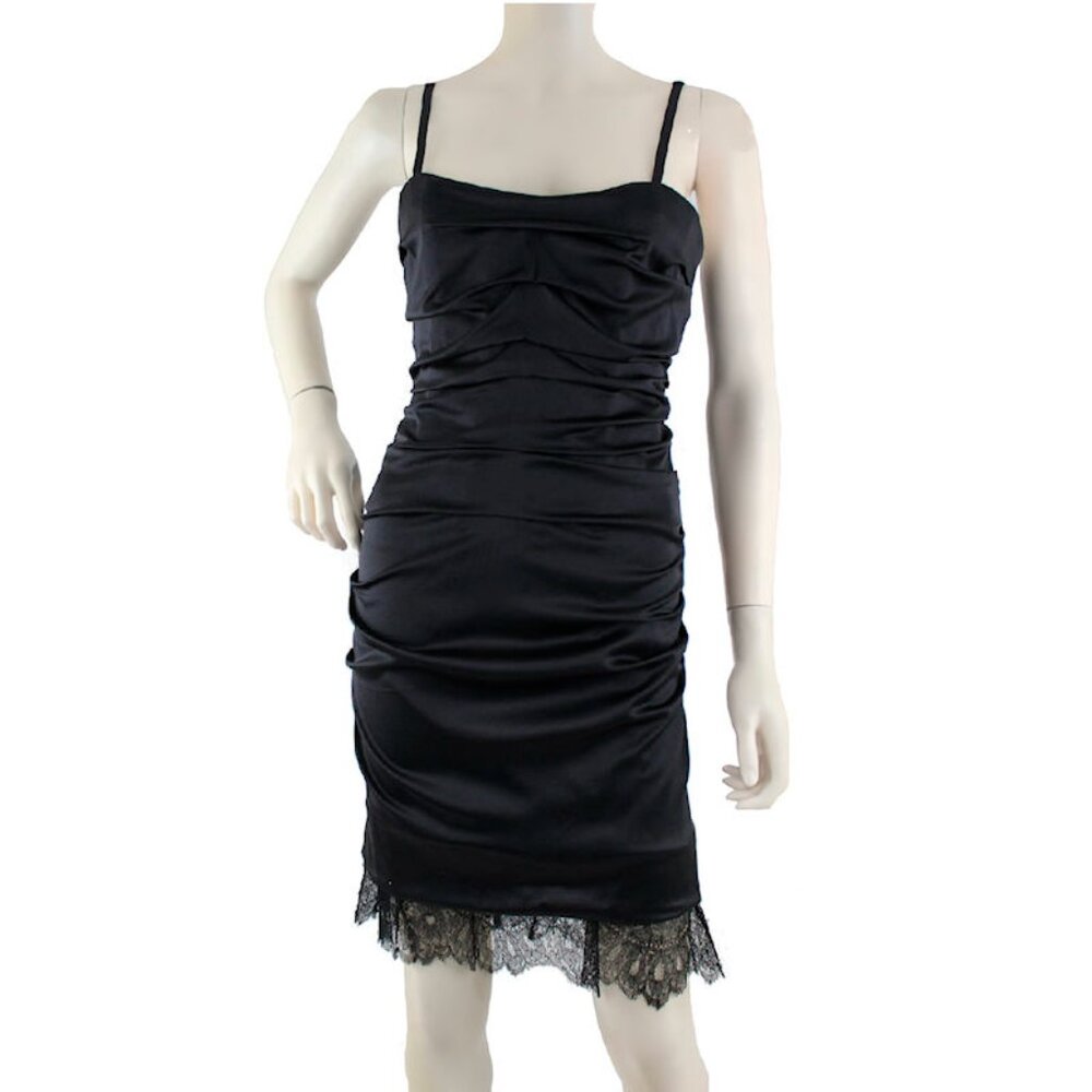 DOLCE & GABBANA Black Stretch Silk Corset Cocktail Dress